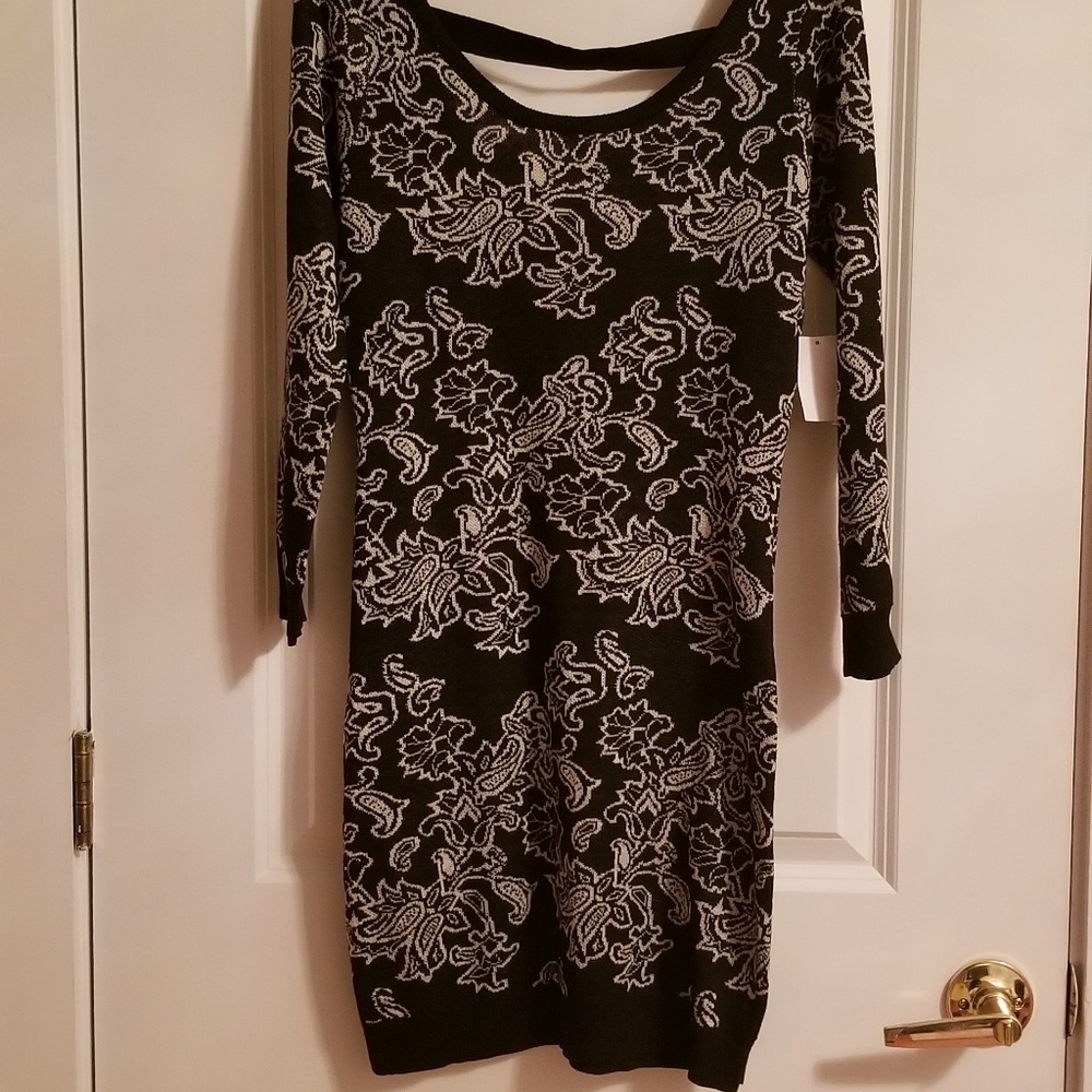 Black Paisley Sweater Dress